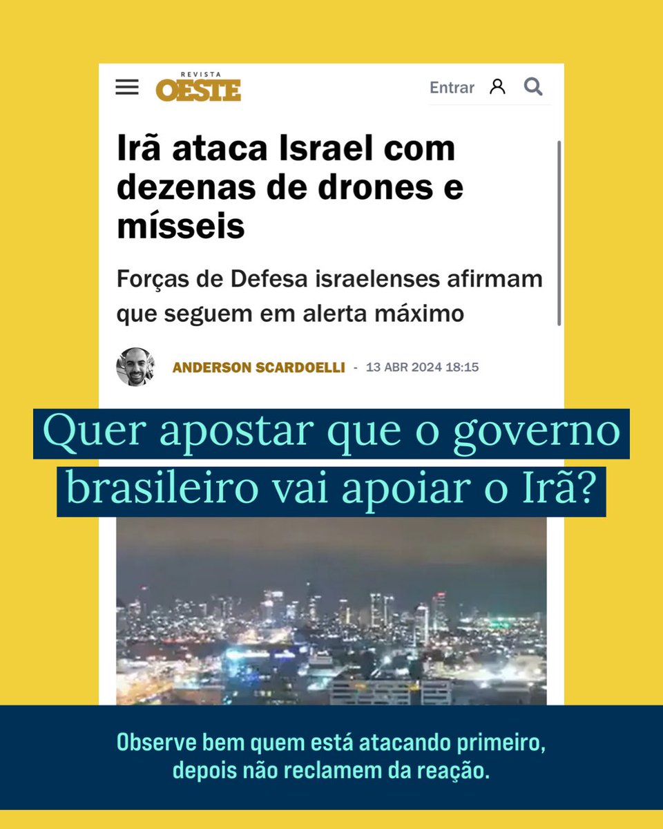 Irã 🇮🇷 DECIDIU ATACAR 💣 Israel 🇮🇱 Não duvido o Lula apoiar o Irã e ainda quando Israel reagir e se defender, vão chamar o povo de Israel de culpado. 🇧🇷🙏🇮🇱