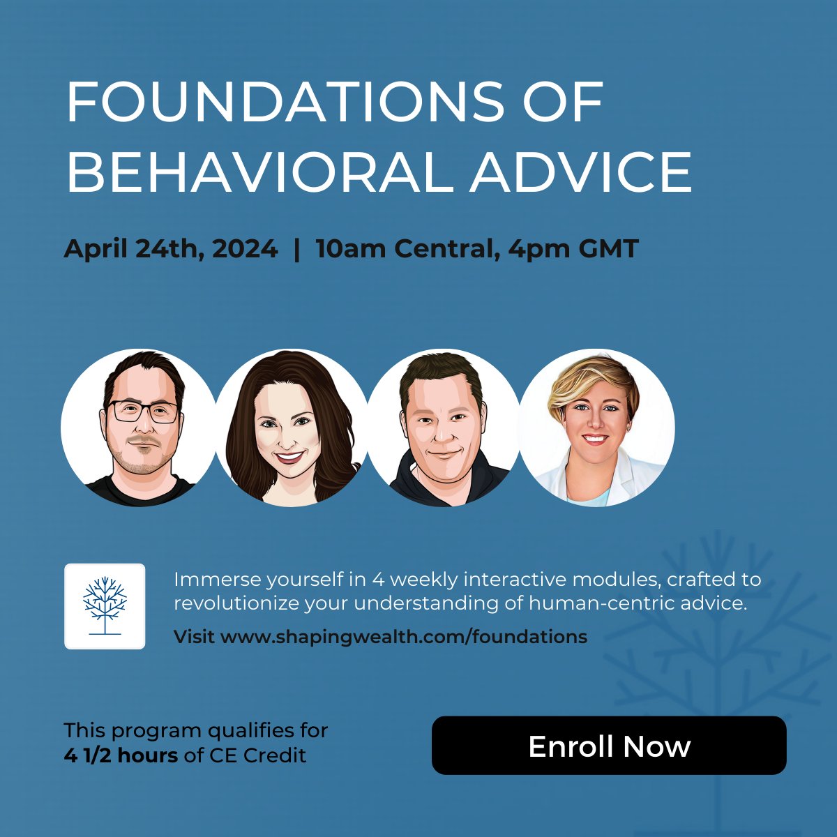 🚪 The doors are closing! Starting 4/24, join our Foundations of Behavioral Advice program @brianportnoy @neilbage @joylerepsyd @MeghaanL Deepen client engagement and build stronger human-centric wealth cultures. Special pricing when you enroll by 4/19: shapingwealth.com/foundations