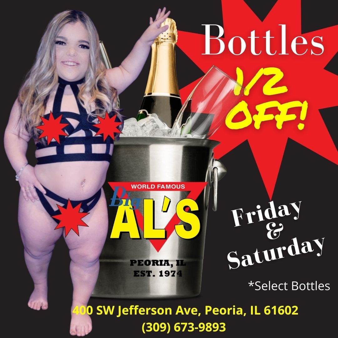 Tonight, we're not wearing much more than a smile.😘 Ask Big Al's Gals about a VIP Tour tonight! 1/2 PRICE BOTTLES ALL NIGHT! . . #BirthdayParty #BachelorParty #saturday #vip #fun #BigAls #PeoriaIllinois #PeoriaIL #speakeasy #vip #StripClub