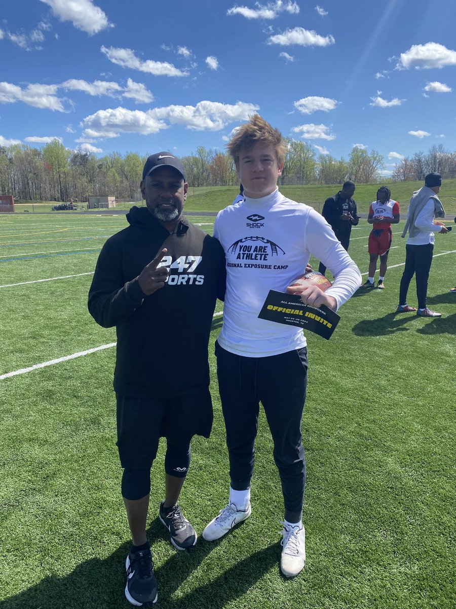 Had a great day @youareathlete camp learned a lot from the great coaches that were there. Won the camp QB MVP with an invitation to the national camp in Texas this May. Appreciate the opportunity to get better @EdOBrienCFB @SCoachLintal @SVSQB @_CallMeCoachK_