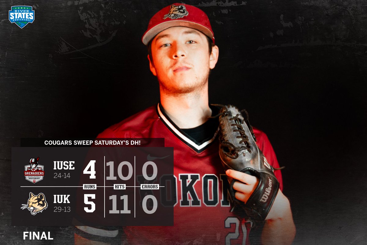 FUJIU SLAMS THE DOOR‼️ 

Cougars take both games of Saturday's DH with (RV) IU Southeast.

Series finale set for Sunday at 12:00 PM.

#RollCougs