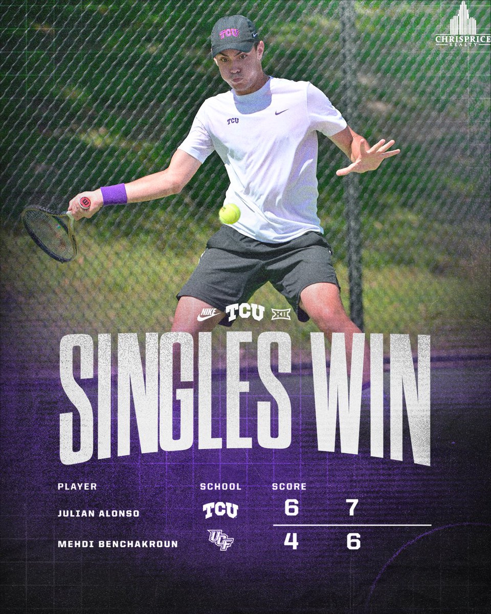 TCUMensTennis's tweet photo. The freshman from Spain earns the win on court six 🇪🇸

3-3 

#GoFrogs https://t.co/816P9WdMDd