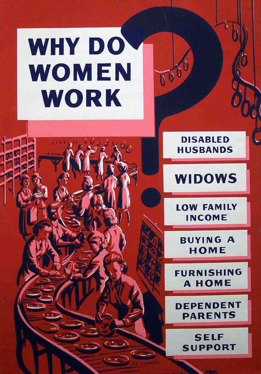 As women began to work outside of the home, posters & educational materials were released tracking this change and the economic impact. Check out the Kheel Center Poster Collection #6227G for more visuals of the portrayal of women in the workforce throughout #LaborHistory.