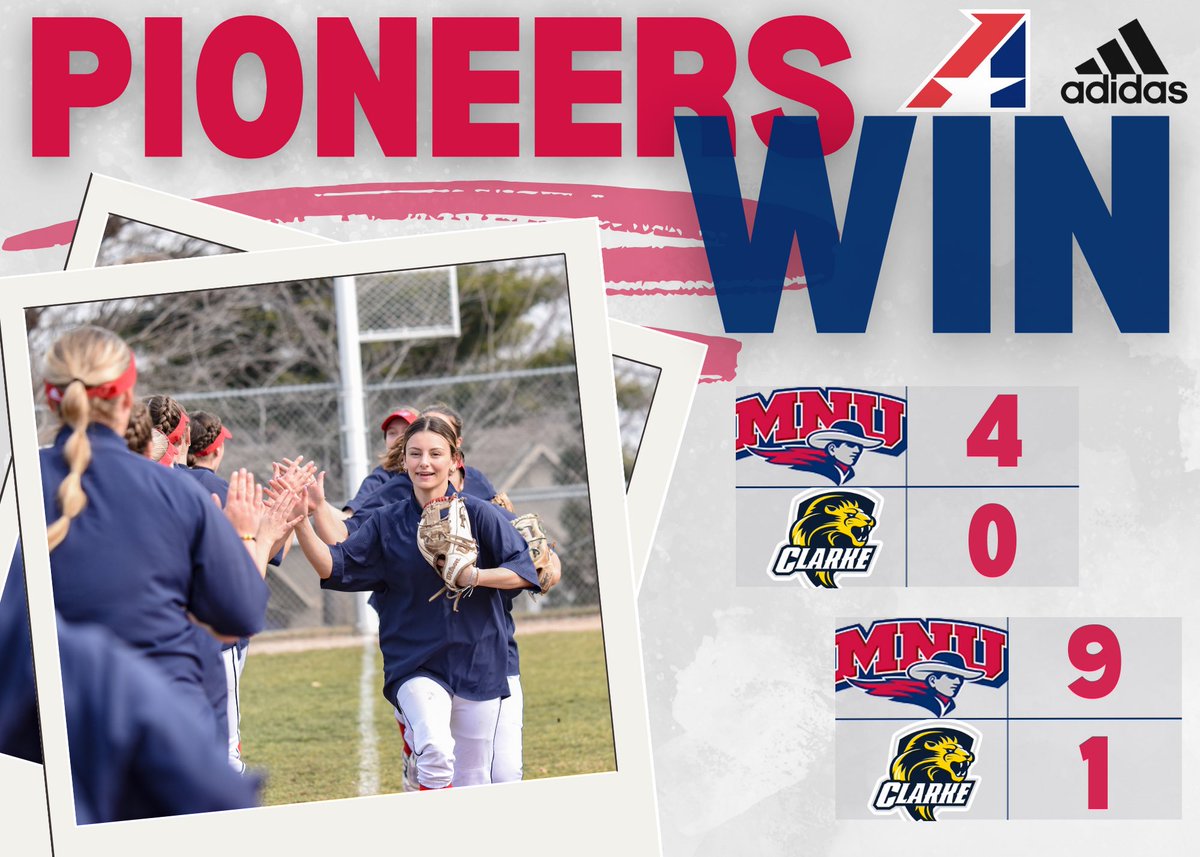 Your Pioneers SWEEP Clarke University! MNU is now 9-7 in conference play!! #heartofamerica #rollneers #sweep