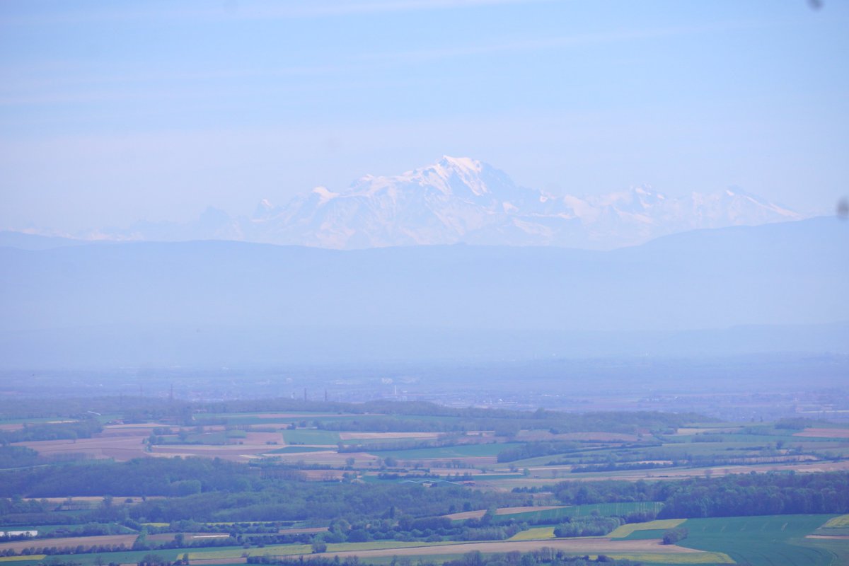 The Mont Blanc, Europe's highest mountain (outside the Caucasus), seen from the heights above Lyon (from the Monts d'Or).