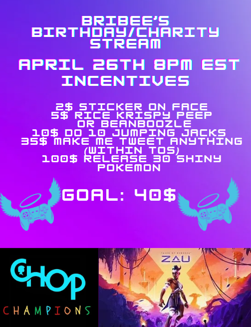 bribeecool10's tweet photo. Ladies and Gentlemen on April 26th we are locked in for our Birthday/Charity stream. Stop by as we enter the world of Tales of Kenzera ZAU, while we raise money for @ExtraLife4Kids. we should hopefully lock in a big list of milestones next week so keep an eye out. #CHOPchampions https://t.co/MPmAlb8RTa
