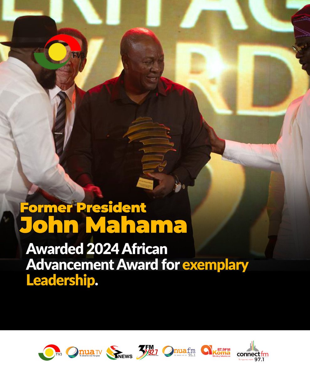 John Mahama awarded 2024 African Advancement Award for exemplary leadership. 

#3NewsGH