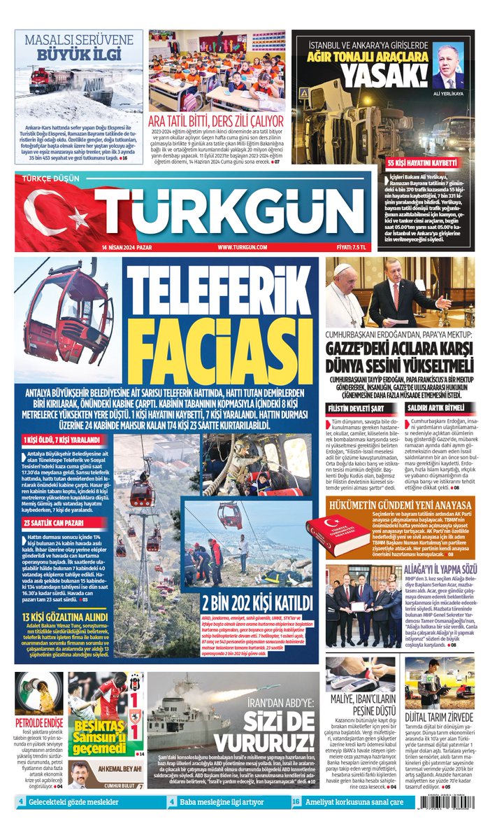 Gazetemizin 14 Nisan 2024 Pazar baskısını inceleyebilirsiniz... #Türkgün #turkgungazetesi