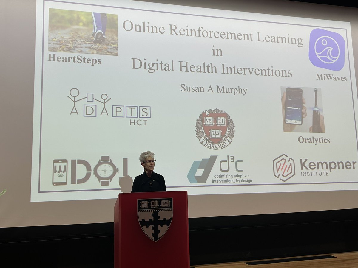 Congrats to @SusanMurphylab1 on receiving the 2024 ASA @BostonChapASA Mosteller Statistician of the Year Award. A fantastic presentation on “Online Reenforcement Learning in Digital Health Intervention” yesterday.