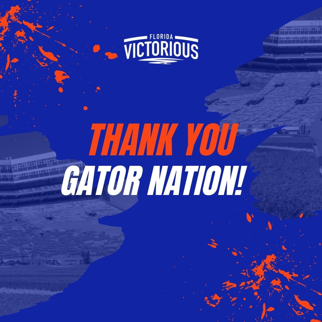 GATOR NATION, you are incredible! We want to express our heartfelt thanks to everyone who joined us today, making it truly unforgettable. A massive shoutout to our dedicated staff, our volunteers, and everyone who attended, showcasing why Gators fans are the best in the world! Go