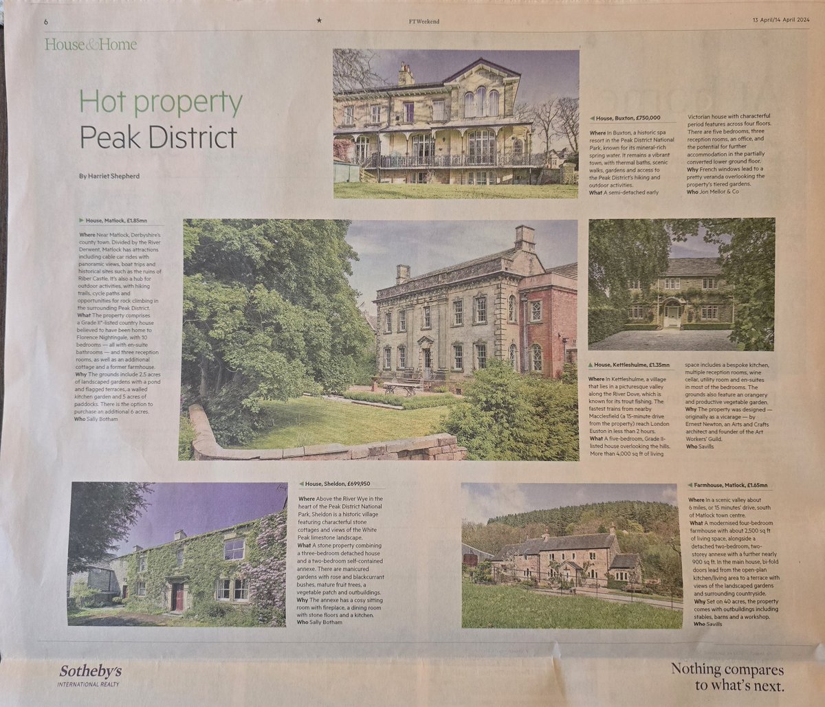 Ohhh the Peak District* in the @FT House and Home section! *Albeit not Glossop...