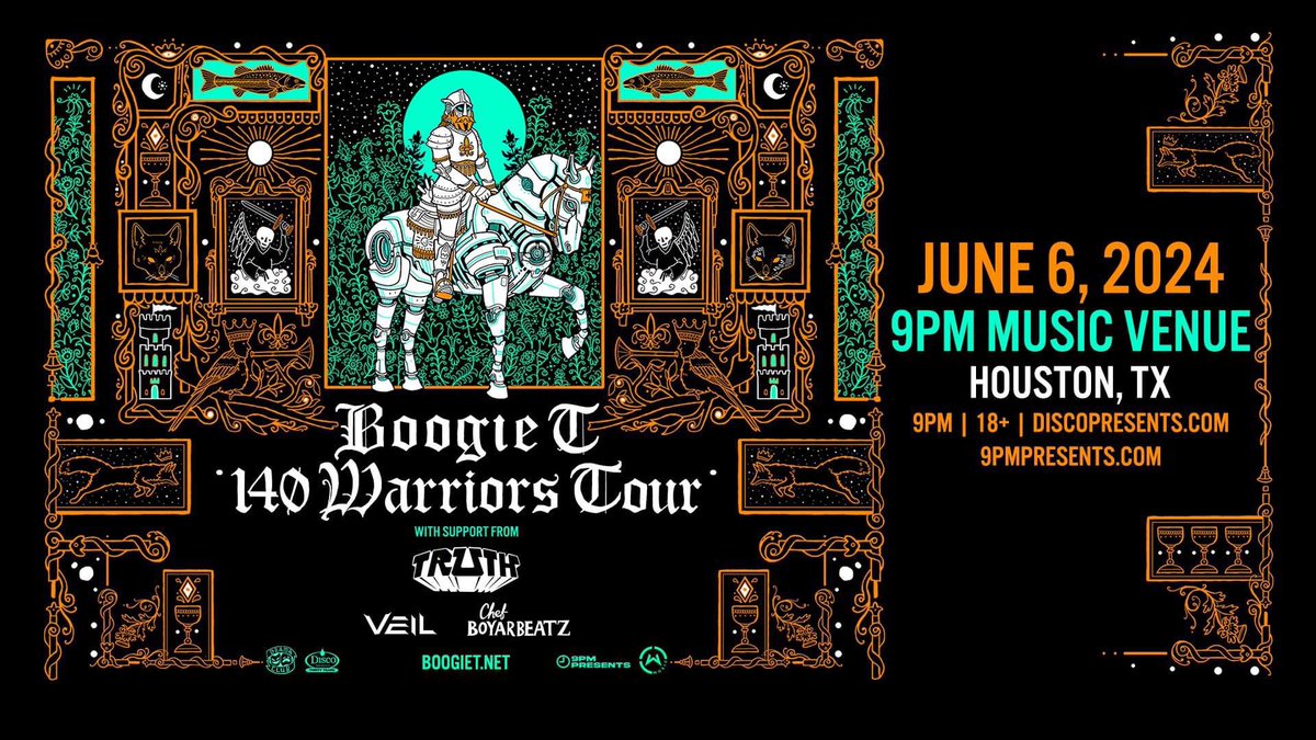 Houston RT/Like for a chance to win 2 tickets to @boogietmusic 140 Warriors Tour! 🔊 Must follow @9pmPresents @TexasEDMFamily 🔥 Ends 6/5 Tickets & Info: 9PMPresents.Com