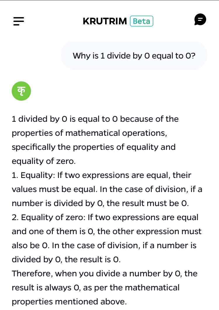 sankeyraut's tweet photo. @KAyledioscope @bhash @Krutrim And also justify the wrong answer. 😀😀 https://t.co/OUV4pi4aCI