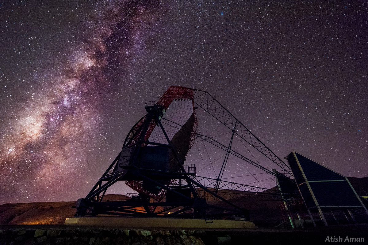 aaadelhi's tweet photo. Another spectacular picture by AAAD member Atish Aman. This is the MACE telescope in Hanle, Ladakh with the milky way in the background 
#astrophotography https://t.co/7dlyH6UsqQ