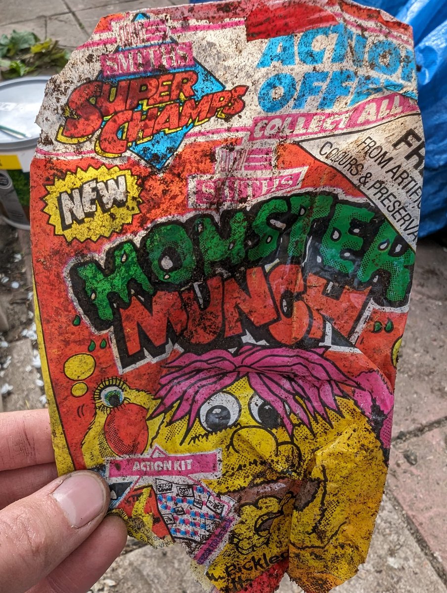 My friend dug up his garden today and found a treasure trove of 1980s snacks.