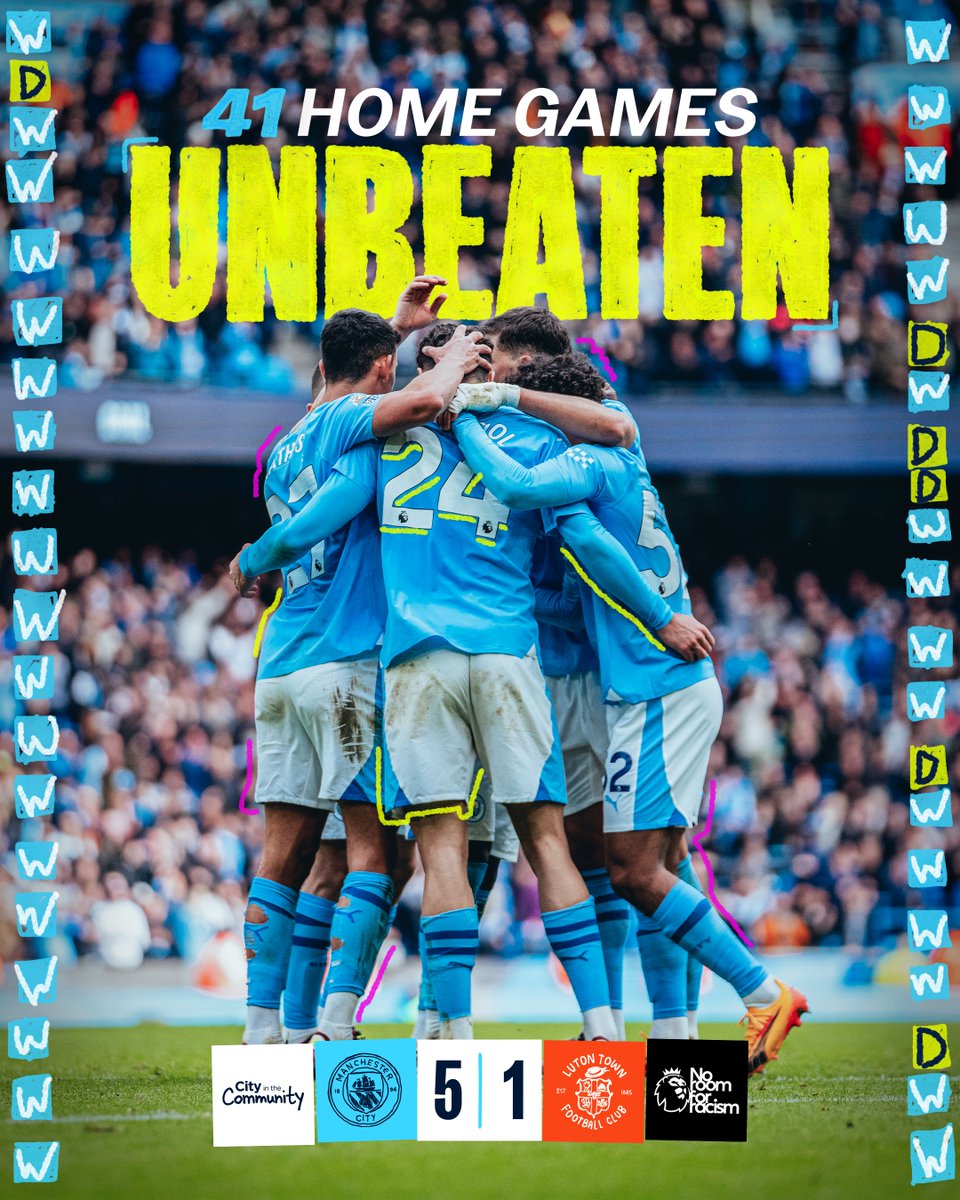 ManCity's tweet photo. 4️⃣1️⃣ games unbeaten at the Etihad! 🏰

#ManCity https://t.co/Dbqt287Ynb