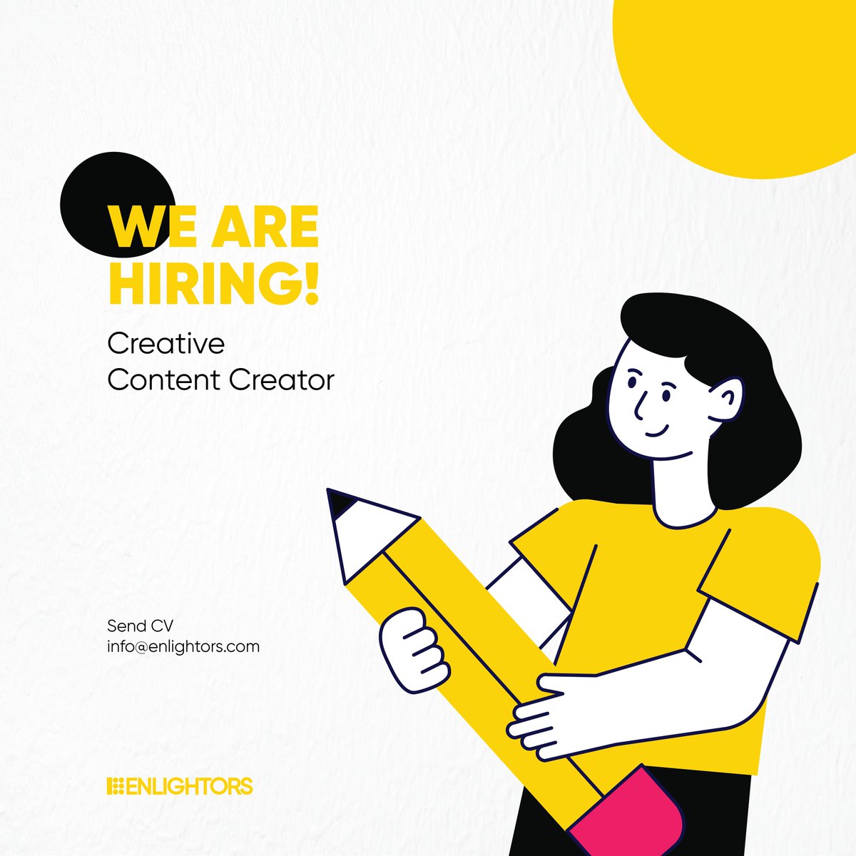 Enlightors's tweet photo. 📝 Join us as a Creative Content Creator! Apply now and unleash your creativity with Enlightors

Submit your CV and sample of your works to the below email address mentioning, Creative Content Creator in the Subject line!

info@enlightors.com

#Enlightors #Iraq #Kurdistan #Hiring https://t.co/nZg01T6apd