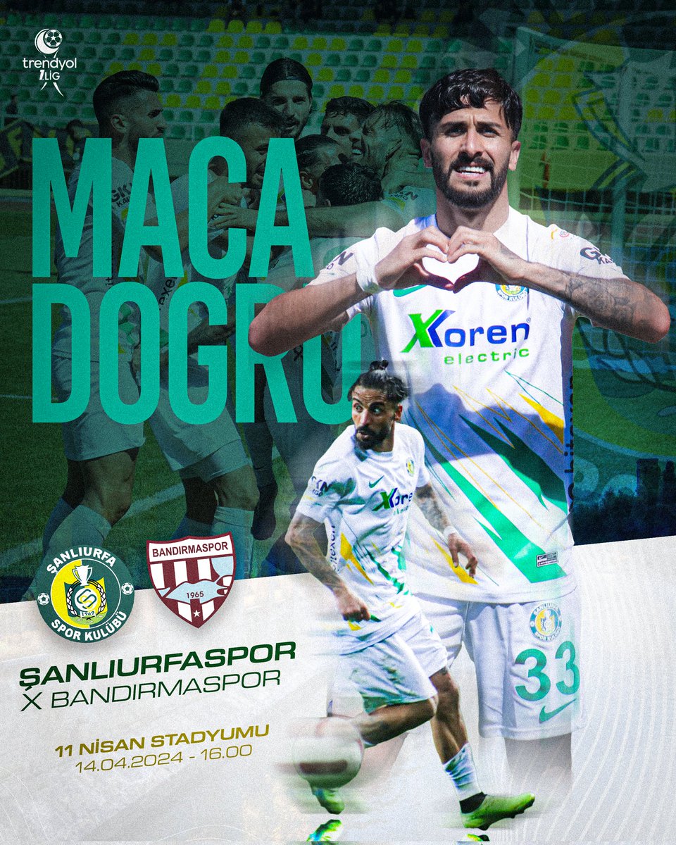 🔰MAÇA DOĞRU🔰 🇹🇷Trendyol 1. Lig 30. Hafta⚽️ 🆚Teksüt Bandırmaspor 🗓14 Nisan 2024 Pazar ⏰16:00 🏟️11 Nisan Stadyumu 📲#SevdamızSarıYeşil 📺TRT Spor&beIN SPORTS 2