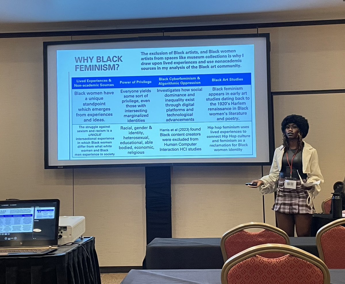 misslittykitty_'s tweet photo. i presented my research about the impact of social media algorithms on Black artists using a Black feminist lens at two conferences this month 😊 i am so proud of myself 🤪 https://t.co/d8Mik4gC7q