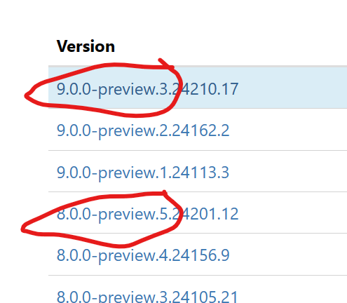 This is the problem with no releasing something as a 'full' or 'stable' version... If you do 'dotnet add package <mypackage> --prerelease' you get the 9.0.0 version, which is then incompatible if you're on .NET 8. So you MUST have the version number identically :/