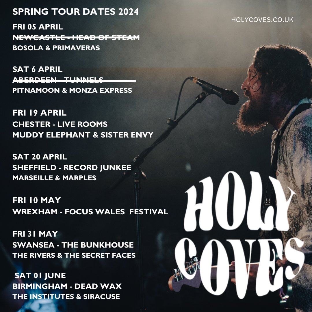 2 down! 5 to go! 👊 Our Spring Tour continues next weekend in Chester & Sheffield! Grab your tickets ASAP! 🎟 See you down the front 😍 🎫 BUY TICKETS 🎫 👇 holycoves.co.uk/pages/live-sho… @the_liverooms @RecordJunkee @TheBunkhouseSA1 @IndieRevUK @DeadWaxDigbeth @FocusWales
