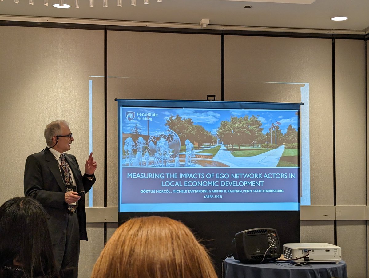 Measuring the impacts of ego network actors in local economic development, presented by <a href="/gmorcol/">Goktug Morcol</a> 🔥.
#ASPA2024 <a href="/ASPANational/">ASPA National</a>