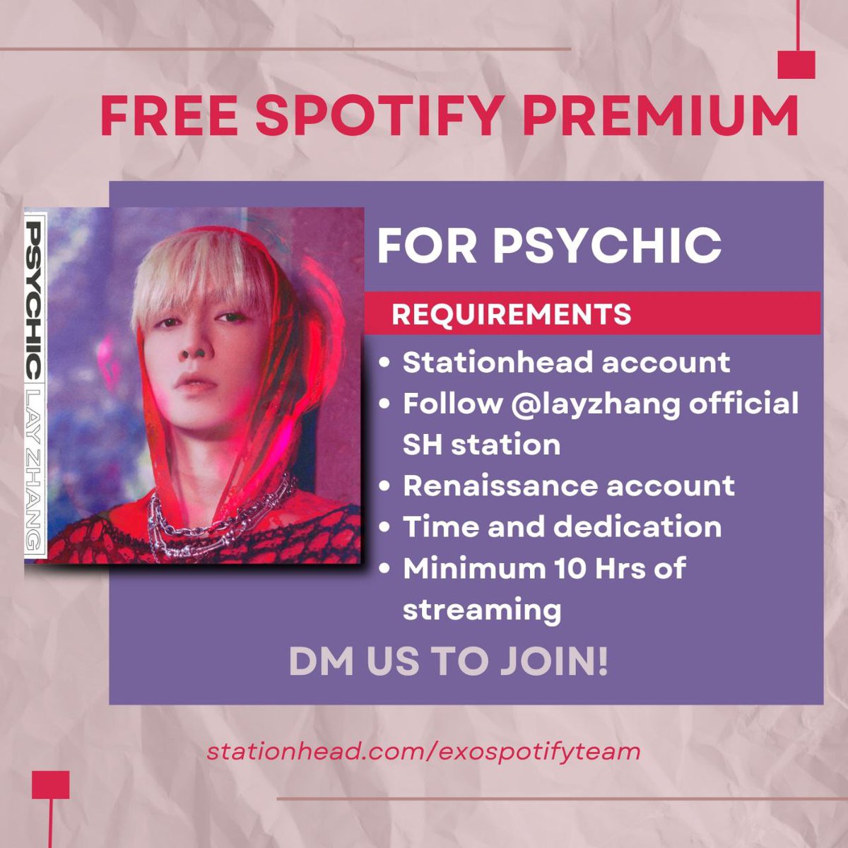EXOspotifyTeam's tweet photo. Gear up to unleash your inner psychic powers with @layzhang's upcoming release #Psychic, dropping on the 17th! 🔮Need Spotify Premium?Dm us
Feeling extra mystical? Step up as a Spotify sponsor or chip into our monthly Spotify funds.
#LayZhang #张艺兴 #EXO_LAY #EXOLsOnStationhead https://t.co/v6Xe2YTonE