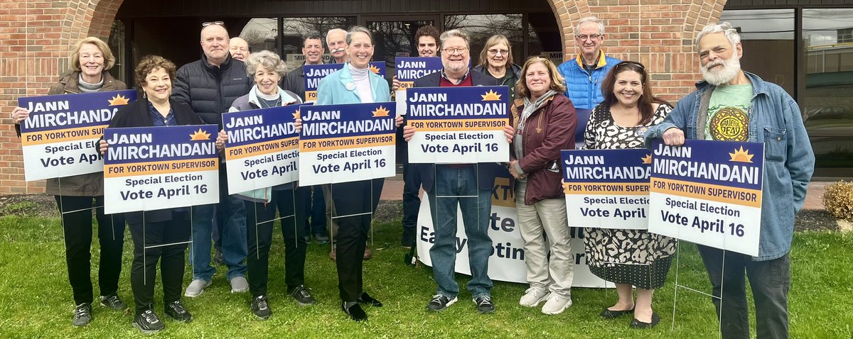 Great to see the @YorktownDems1 energized for GOTV week! Remember to go out and vote for Jann Mirchandani for Yorktown Town Supervisor this Tuesday, April. 16.