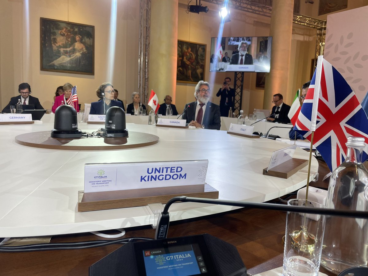 Last day of #G7Italy Transport meeting today in Milan focused on maritime issues. 90% of 🇬🇧 trade travels by sea. Proud to stress the UK’s commitment to defending freedom of navigation across the globe and the role of @RoyalNavy in doing so - including in the Red Sea