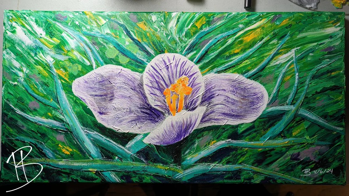 Before and after of my 45min round of painting during @BarnstoneArt 's Live event last weekend. 

#bmbrubaker #barnstoneart4kids #artauction #livepainting #acrylicpainting #handmadeart #crocus #flowerart #flowerdesign #myart #myphotography #purpleflower #perspective #artforkids