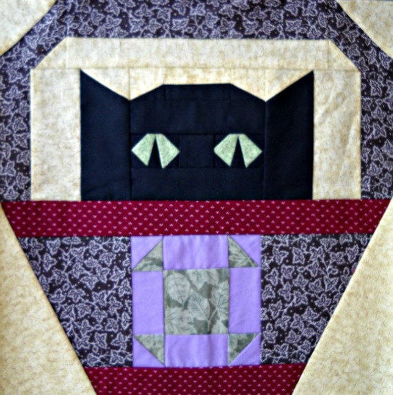 Shoo-Fly Cat PDF Download Quilt Block Pattern, by Curlicue Creations Paper Pieced Cat Quilting Pattern Basket Cats Foundation Piecing curlicuecreations.etsy.com/listing/861037… #quiltblockpattern #quiltpatterns #catquiltpattern #catquiltblock