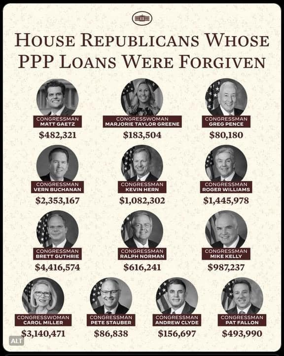Since these republicans are against student loan debt relief, they should pay back the PPP loan immediately.
