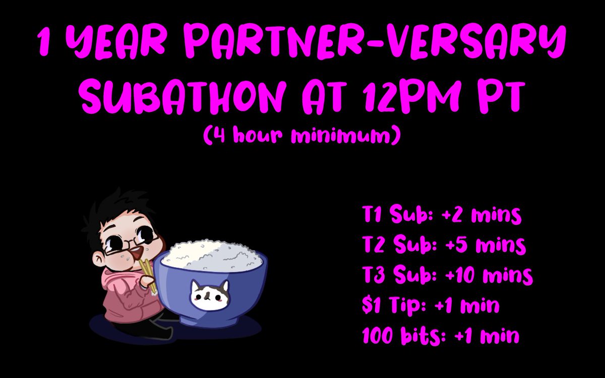 Let's do this!!! Partner-versary Subathon starts now! I have no idea what I'm going to be playing but I'll figure it out :D