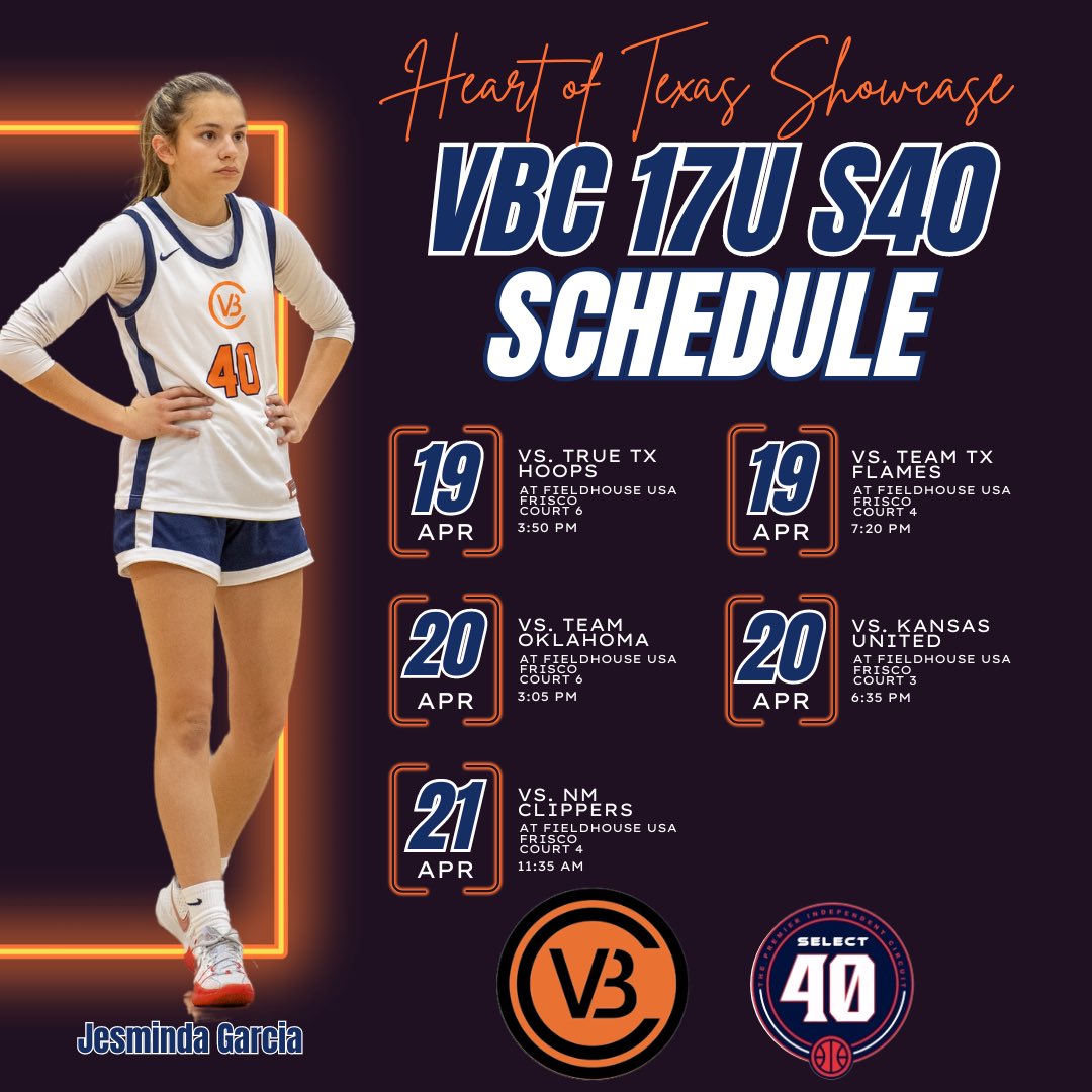 Jesminda Garcia (@jesminda2026) on Twitter photo My schedule for the first stop on the <a href="/SELECT_40/">SELECT 40 Circuit</a> circuit with <a href="/ValleyBballClub/">Valley Basketball Club (AZ)</a> in the @pbrhoops Heart of Texas Showcase in Dallas next weekend! <a href="/StacyTurrel/">stacy turrel</a> @uwfwbb <a href="/tigerswbb/">Occidental Women’s Basketball</a> <a href="/WWUbasketball/">WWU Women's Basketball</a> <a href="/ucscwbb/">UC Santa Cruz BBALL</a> @hilovulcans <a href="/DimuroKelli/">Kelli DiMuro</a> <a href="/humboldtwbb/">HumboldtWomensBasketball</a> <a href="/coachOBryan22/">coachOBryan</a> <a href="/fleeezeee/">Jason Fleegle</a> My schedule for the first stop on the <a href="/SELECT_40/">SELECT 40 Circuit</a> circuit with <a href="/ValleyBballClub/">Valley Basketball Club (AZ)</a> in the @pbrhoops Heart of Texas Showcase in Dallas next weekend! <a href="/StacyTurrel/">stacy turrel</a> @uwfwbb <a href="/tigerswbb/">Occidental Women’s Basketball</a> <a href="/WWUbasketball/">WWU Women's Basketball</a> <a href="/ucscwbb/">UC Santa Cruz BBALL</a> @hilovulcans <a href="/DimuroKelli/">Kelli DiMuro</a> <a href="/humboldtwbb/">HumboldtWomensBasketball</a> <a href="/coachOBryan22/">coachOBryan</a> <a href="/fleeezeee/">Jason Fleegle</a>