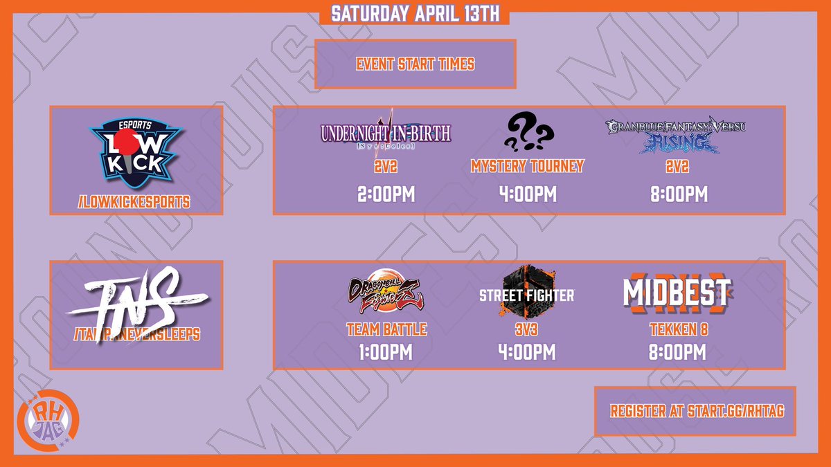 Day 2 of Roundabout Tag is about to kick off! On TampaNeverSleeps will be the Dragon Ball FighterZ 7v7 Tournament of Power Team Battle. Later on LowKickEsports will be the UNI2 2v2 then to close out will be GBVSR 2v2 Streams - twitch.tv/tampaneverslee… twitch.tv/lowkickesports