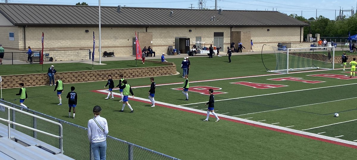 The Midlothian HS soccer team is on the field and warming up for the state championship game vs Frisco Wakeland HS. #MISDProud #InspiringExcellence