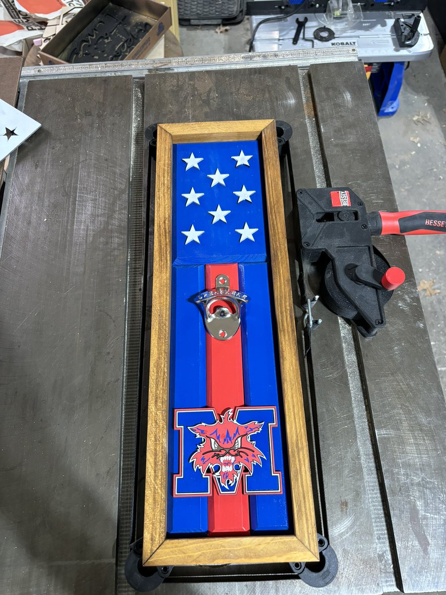 Andrew_Kruse's tweet photo. Maybe I’ll start posting some laser and woodworking projects. Here’s a wall decor/bottle opener I made for @Marshalltown_AD 

Hit me up if you’re interested in one https://t.co/iESfFcN4g1
