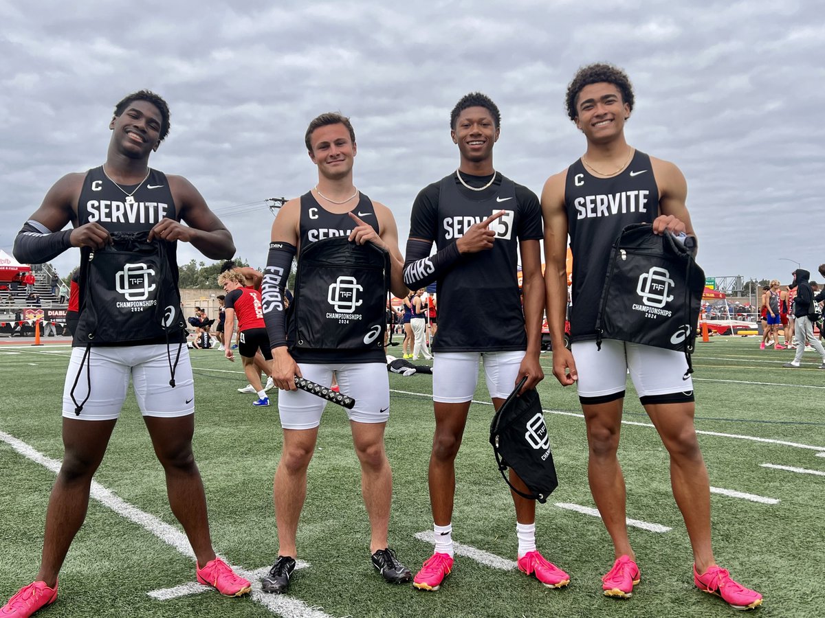 🔥🚨ORANGE COUNTY CHAMPIONSHIPS MEET RECORD!!🔥🚨 The <a href="/Servite_XC_TF/">Servite XC | TF</a> quartet of Quaid Carr, Camren Hughes, Hudson Haiduc and frosh anchor Robert Gardner rip 41.66 to break the OC Champs meet record in the boys 4x100! One junior, two sophs and a frosh! Oh my!!