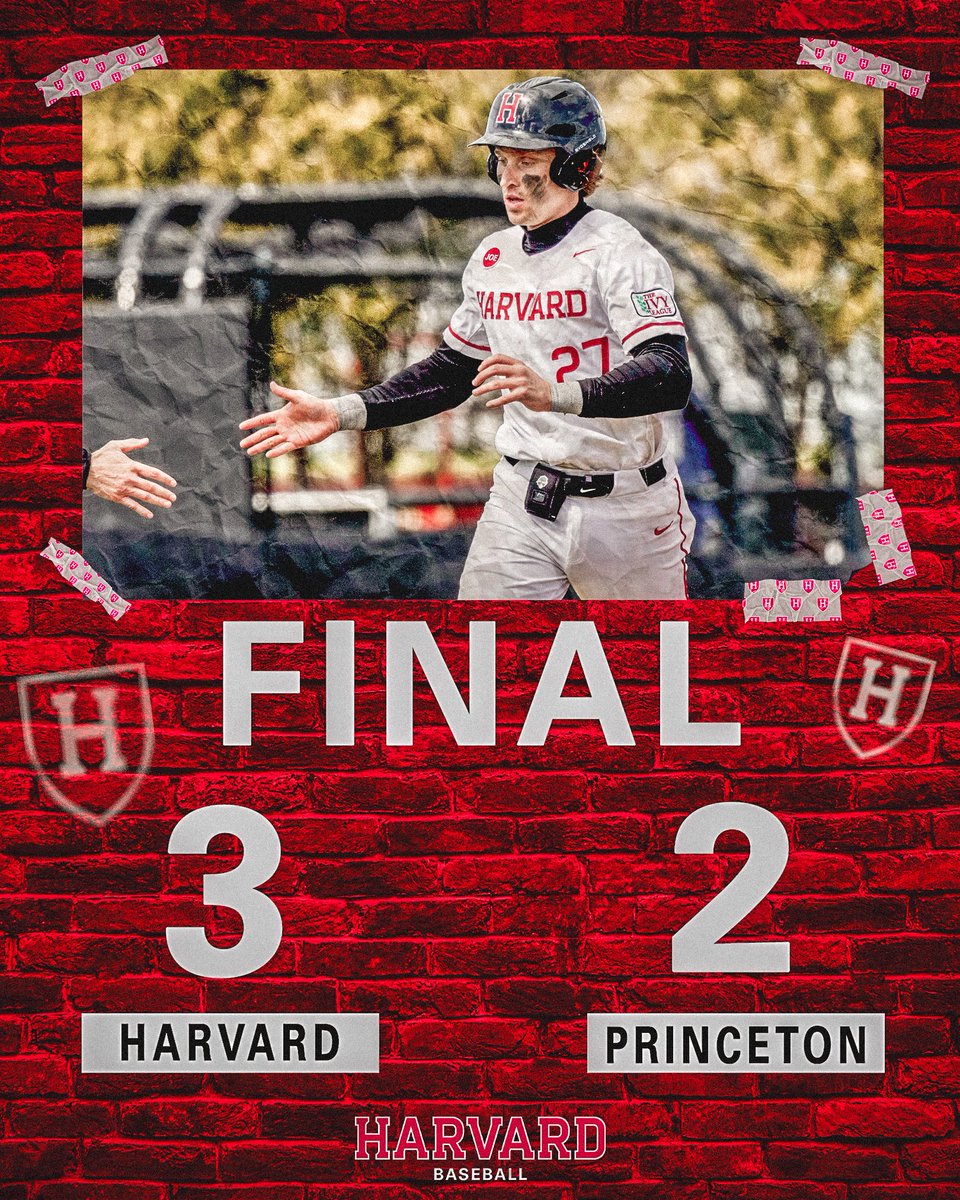 We take the series opener! 🙌 Final | Harvard 3 Princeton 2 • Matson: 7 IP, 1 R, 5 H, 1 BB, 12 K • Cleary: 2 IP, 1 R, 1 H, 0 BB, 5 K • Snopek: HR (6), 2 RBI • Giberti: 2-3, 2 SB #GoCrimson #OneCrimson