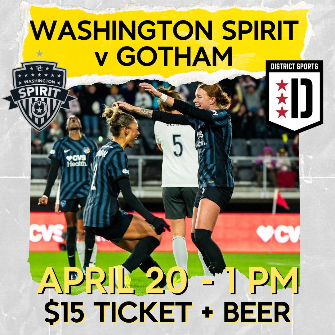 Join us next Saturday at Audi Field as the @WashSpirit take on NWSL champs NY/NJ Gotham! $15 gets you a ticket to the game and your first beer at the stadium. You won't want to miss this star-studded match up 💥 Tickets 👉 bit.ly/4asqC4V