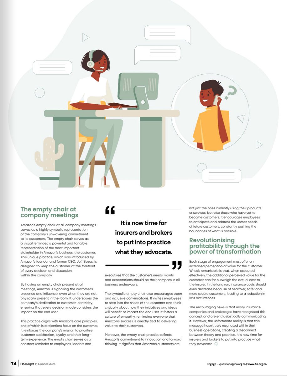 wimpiegc's tweet photo. My latest article in FIA Insight magazine on p.72 “Have a seat”-About unlocking the benefits of an “Experience Economy” in the insurance industry. #WiredtoCare #totalexperiencestrategy #CX #TX #24hourtotalcare
https://t.co/yNIDCQtrCg https://t.co/cuflGLbxWW
