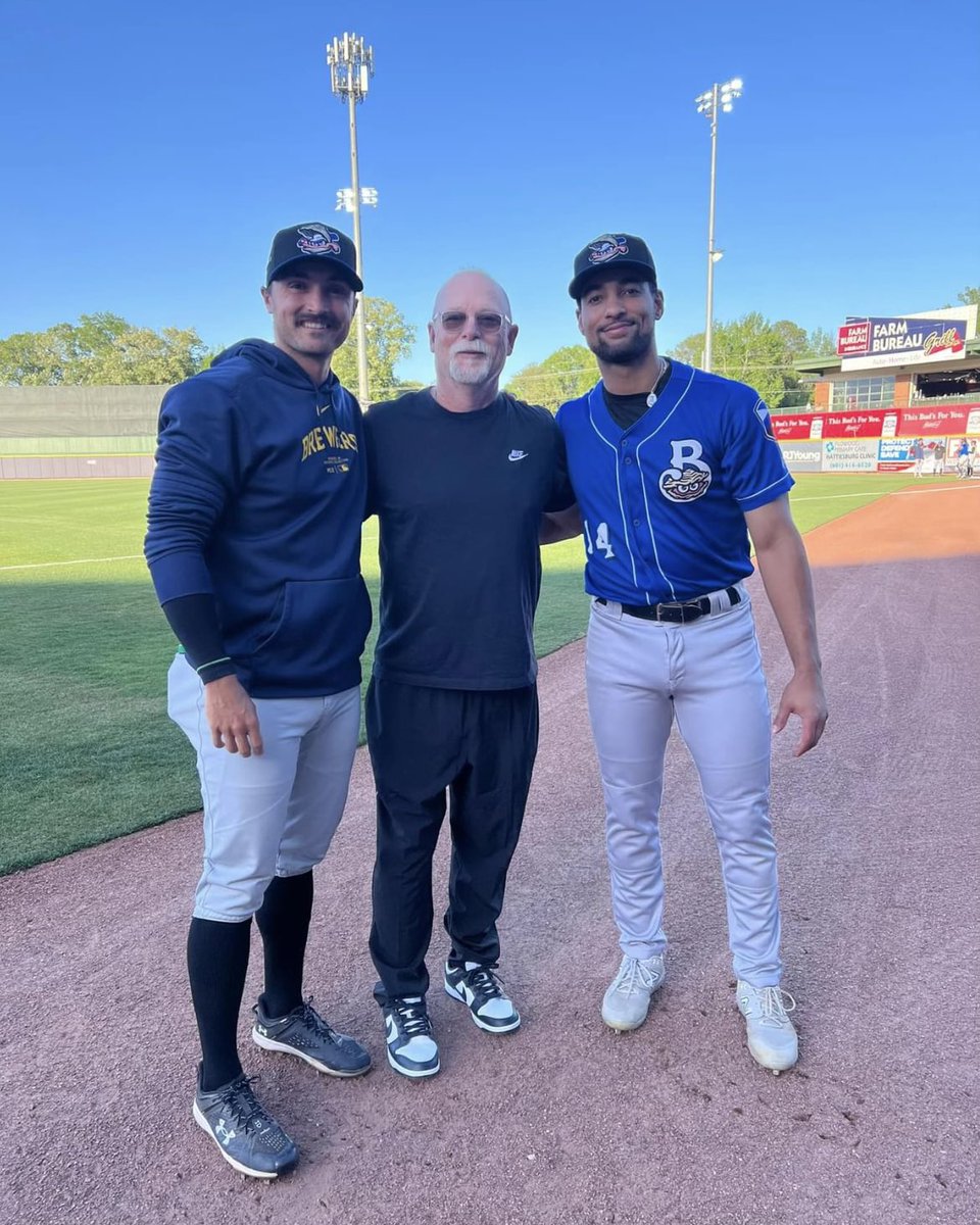Canes National 17U Hitting Coach Greg Conner catching up with Canes Alum Kaleb Bowman & Noah Campbell with the @BiloxiShuckers (Milwaukee Brewers AA Affiliate)!! #TheCanesBB | #ProCanes