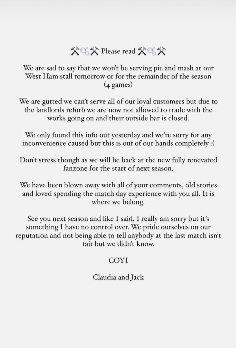 robinspienmash's tweet photo. Please read and share regarding West Ham. Thank you ⚒️💙
#WHUFC #westham https://t.co/vZuJ7AXJBR