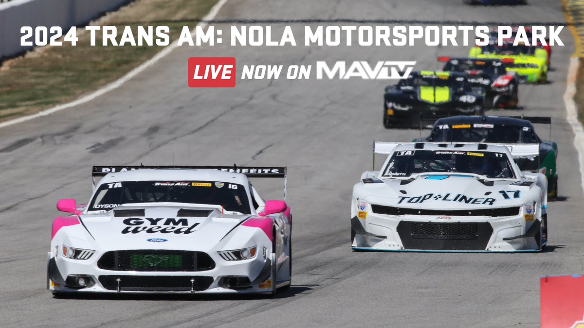 Trans Am is live now at NOLA Motorsports Park for Round 3 of the 2024 season! LIVE Now 🏁Watch #MAVTV - Link in bio @GoTransAm #TransAm #Pirelli #NolaMotorsportsPark #ErnieFrancisJr #ChrisDyson #Motorsports