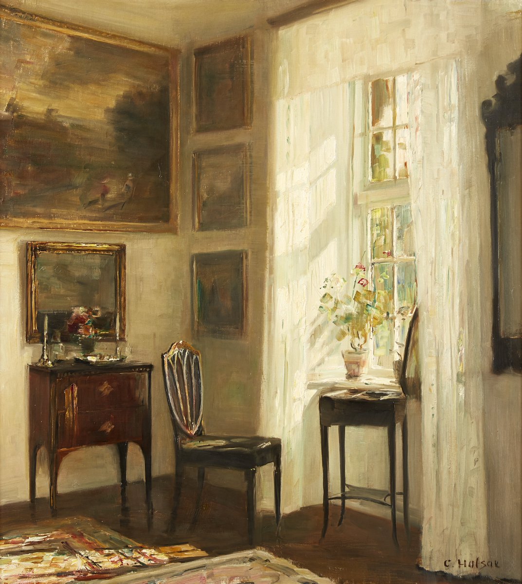 🎨Carl Vilhelm Holsøe (1863-1935)
A Sunlit Interior