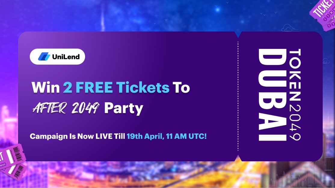 Let's get this party started! #TOKEN2049🥂 Win 2 FREE Tickets to Dubai's Hottest Crypto Party - AFTER2049🎟️ 🏆 To win: ✅Complete all the tasks: bit.ly/3vGEYj3 ✅Tag 3 friends ✅Smash ❤️, RT ⏳Campaign is now LIVE Till 19th April, 11 AM UTC! 🎉One lucky winner gets…