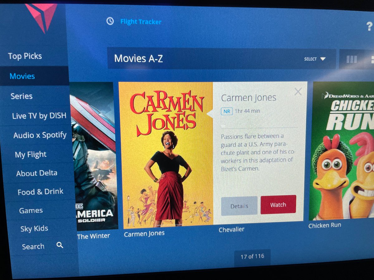 Impressed Delta has Carmen Jones in their movies