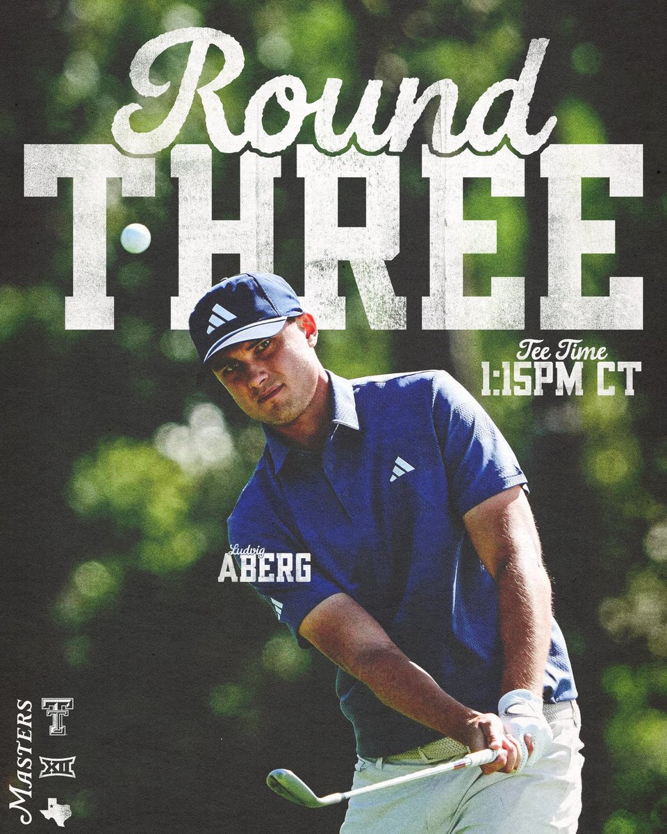 Next on the tee, Ludvig Åberg Watch now on ESPN+ or Masters.com, or CBS beginning at 2 p.m. CT Welcome to moving day at @TheMasters Red Raiders #WreckEm | #TheMasters