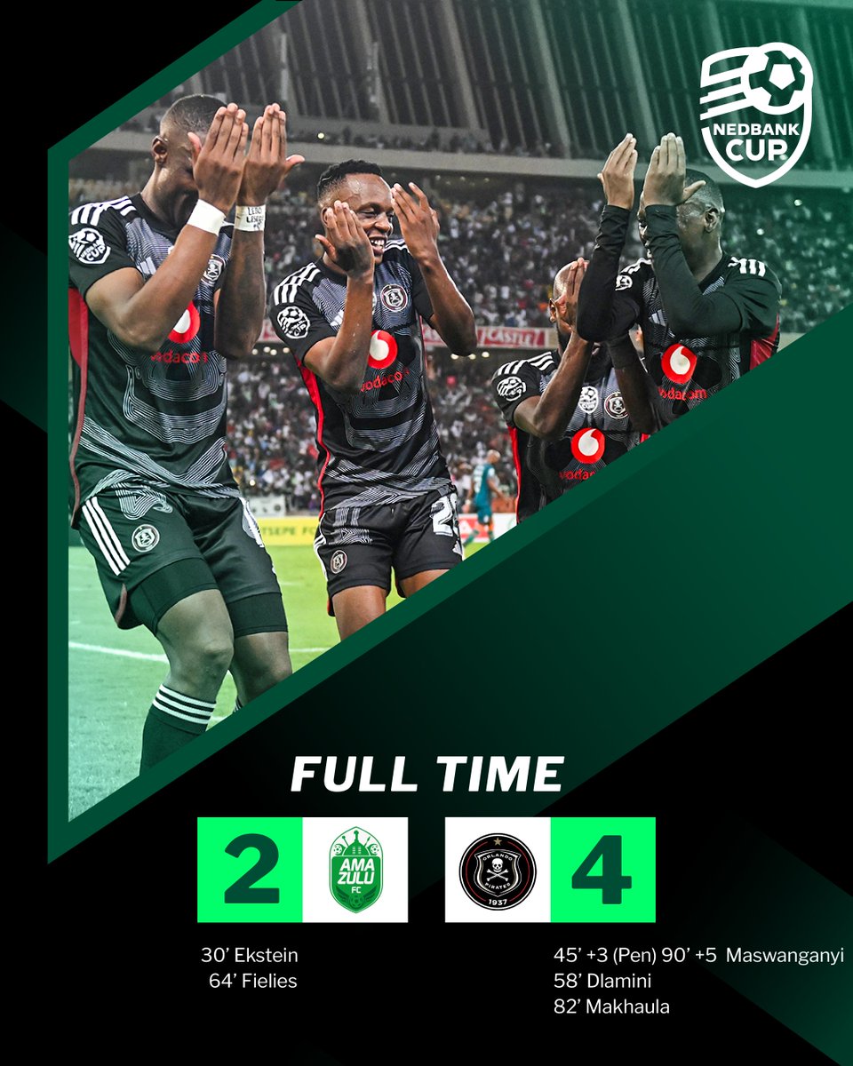 𝐖𝐇𝐀𝐓 👏 𝐀 👏 𝐌𝐀𝐓𝐂𝐇! Orlando Pirates advance to the #NedbankCup semi-finals after a thrilling match in Durban. ☠️