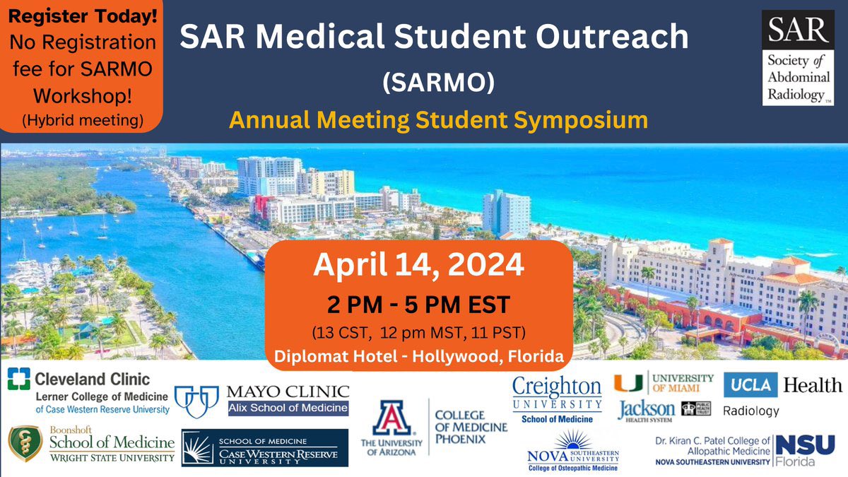🚨✅🚨Hey, med students! Don’t miss the SARMO workshop tomorrow at 2 PM!!! Register now: abdominalradiology.site-ym.com/page/SARMO24 #Radiology #Medstudents